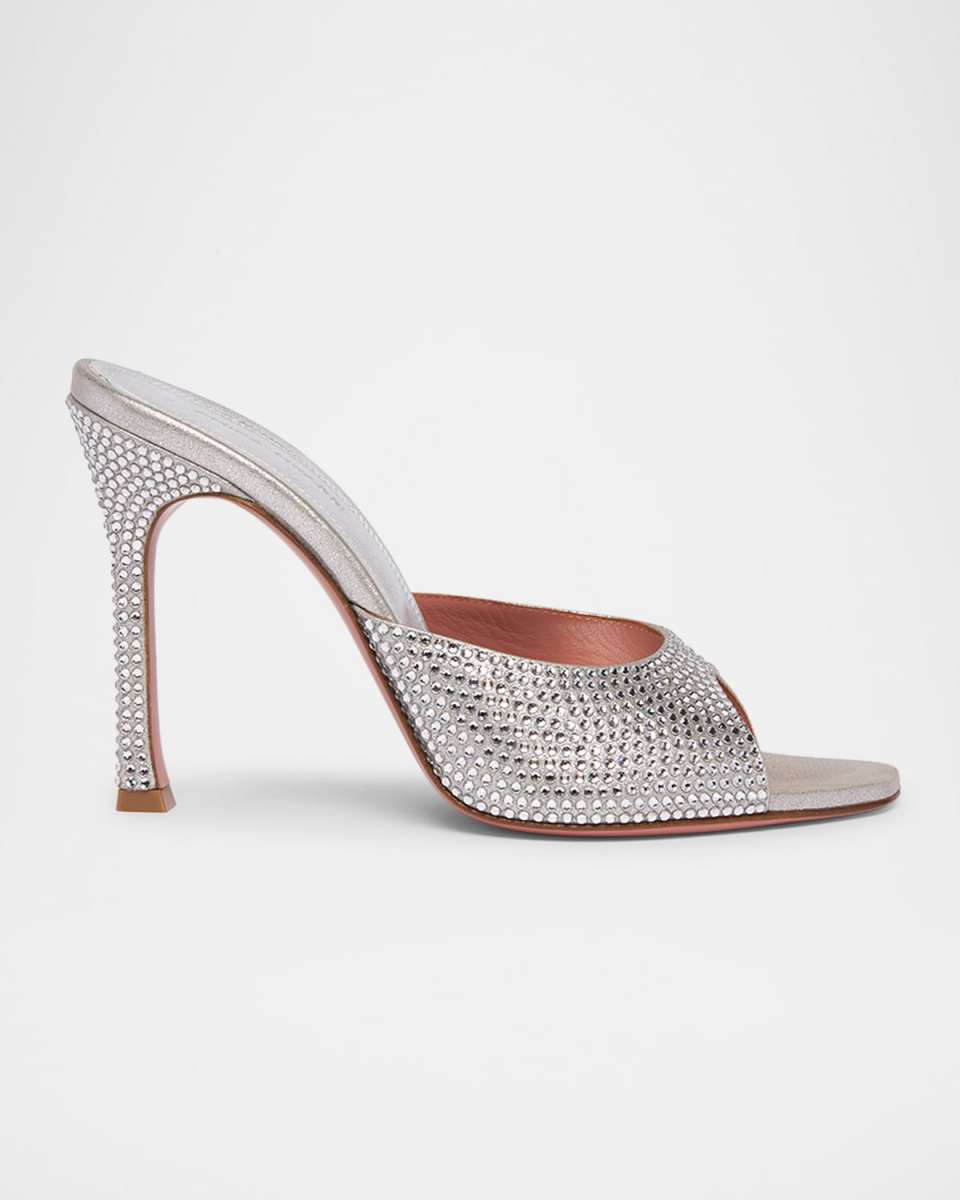 Alexa Crystal Metallic Stiletto Mule Sandals